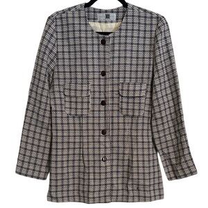 Christy Girl Vintage Navy and White Lightweight Tweed Blazer Jacket